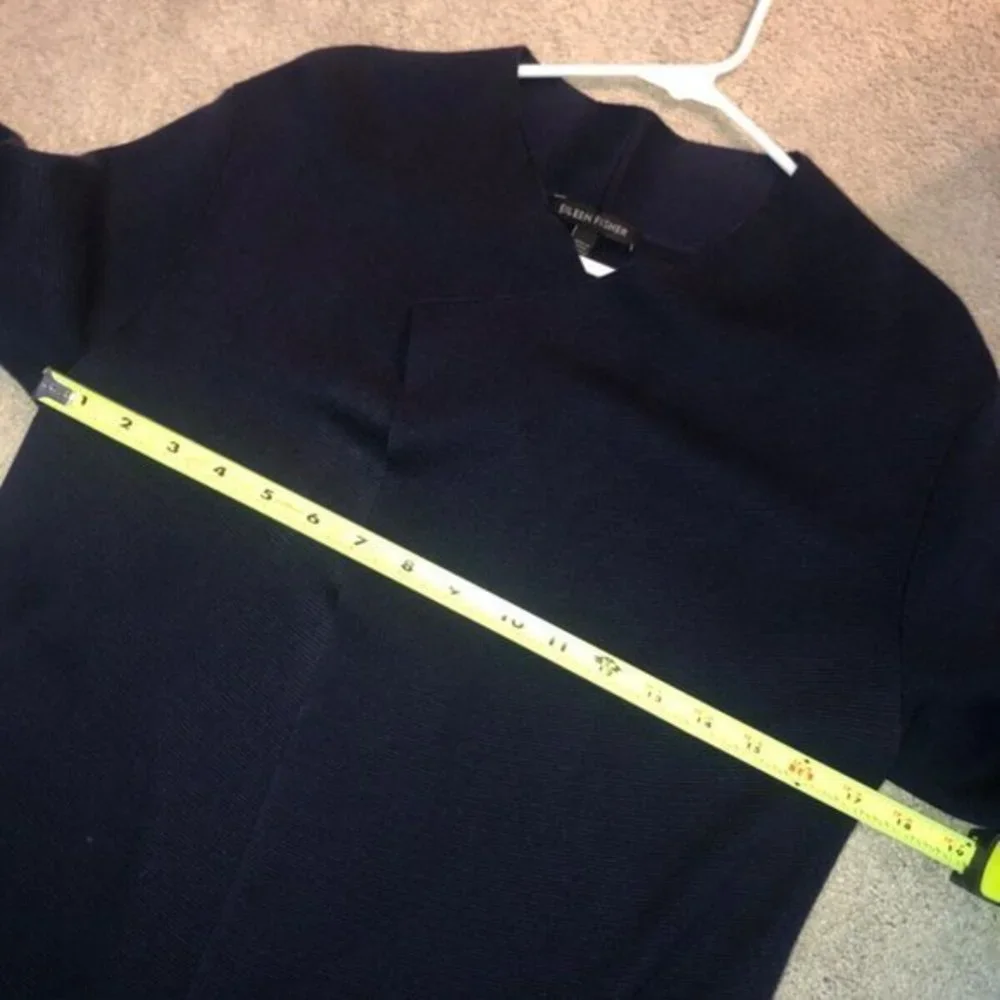 Eileen Fisher Cardigan Sweater XS Navy Blue‎ Silk Cotton Condition: